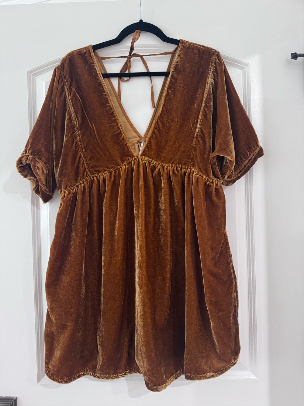 Free People Velvet V-Neck Mini Dress. Size medium
